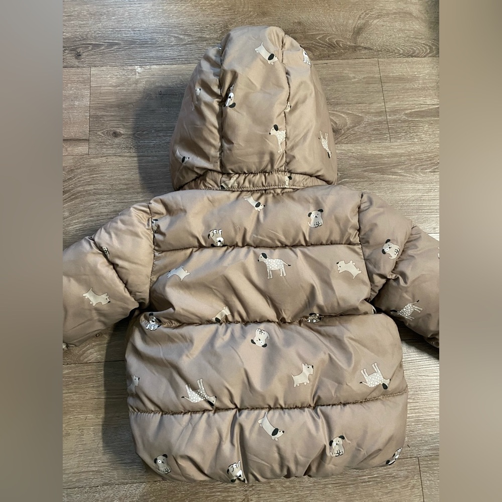 H&M Dog Print Puffer Jacket Detachable Hood 18 Months - Picture 5 of 8